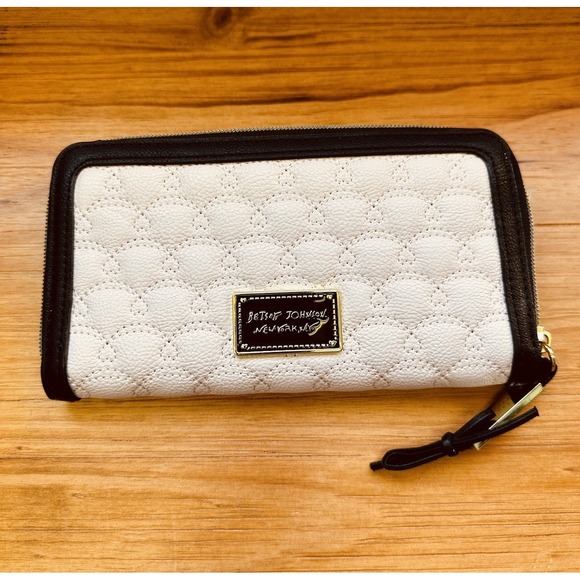 Betsey Johnson Handbags - Betsey Johnson Quilted Zip Around Pink & Black Wallet Faux Leather Wallet